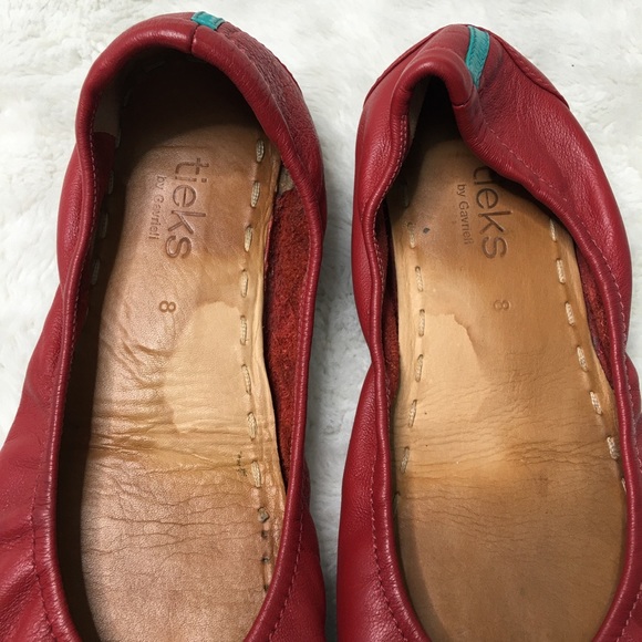 Tieks Red Leather Round Toe Flats Sise 8 - Picture 5 of 13